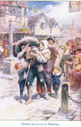 Christian inizia il suo pellegrinaggio, da The Pilgrims Progress pubblicato da John F Shaw & Co, c.1900