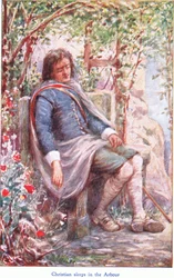 Christian dorme nel pergolato, da The Pilgrims Progress pubblicato da John F Shaw & Co, c.1900
