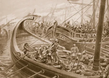 La flotta focese sconfigge i cartaginesi, illustrazione da 