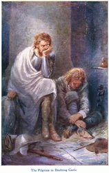 I pellegrini nel Castello del Dubbio, da Il progresso del pellegrino pubblicato da John F Shaw & Co, c.1900