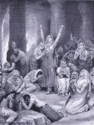 La cerimonia Rajput di Jakhur (olocausto) 1567 d.C. ( litografia)