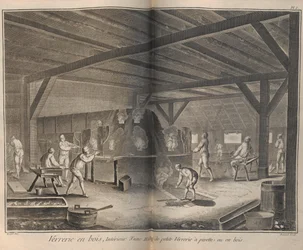 Fabbricazione del Vetro. Da Encyclopédie di Denis Diderot e Jean Le Rond d