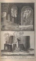Fabbricazione del vetro. Da Encyclopédie di Denis Diderot e Jean Le Rond d