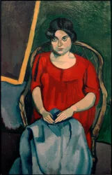 Donna in abito rosso
