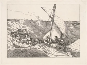 Barca in una tempesta in mare