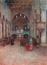 Interno della Cattedrale di Fiesole (litografia a colori)