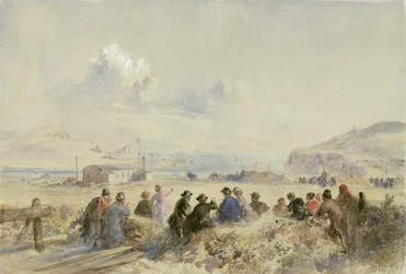 Osservazione delle manovre dalle dune, baia di Foilhummerum, Valentia, 1865 circa (acquerello su carta)