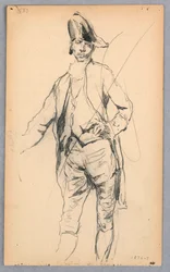 Disegno, Figura maschile in piedi in costume del XVII secolo, 1876-77
