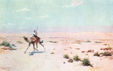 Un corriere del deserto (litografia a colori)