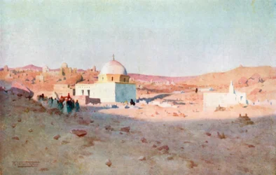 Cimitero di Cufico, Assuan (litografia a colori)