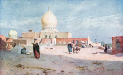 Tomba di Sheykh a Damietta (litografia a colori)