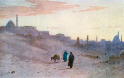 La Cittadella e il Cairo da est (litografia a colori)