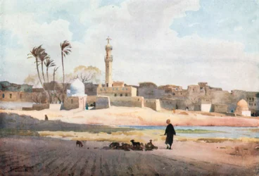 Il villaggio di Salamun (litografia a colori)