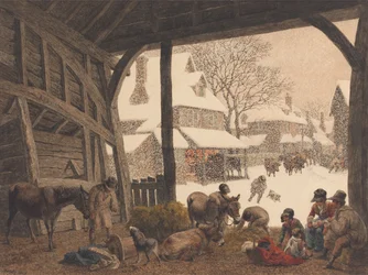Scena di Neve in un Villaggio