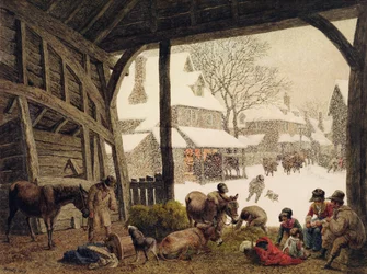 Scena di neve in un villaggio, 1819