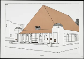 Halles, da Une Cite Moderne, Dessins de Rob Mallet-Stevens Architecte, 1987 (pubblicato)