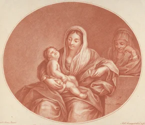La Vergine seduta con il Cristo bambino che dorme in grembo, Santa Elisabetta a destra, an..., 1776