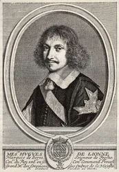Hugues de Lionne (1611 - 1671), Marchese di Fresnes, Signore di Berny, fu un diplomatico e ministro di stato sotto Luigi XIV. Incisione di Robert Nanteuil. Collezione privata