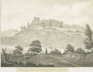 Castello di Dudley: disegno a seppia