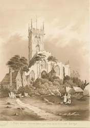Wolverhampton - Chiesa di San Pietro: disegno seppia, 1838
