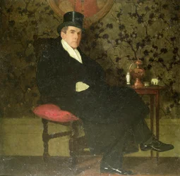 Uomo in un cappotto di pelliccia