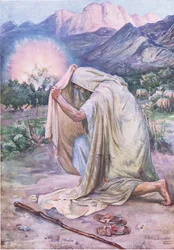 Il roveto ardente, da The Bible Picture Book pubblicato da Thomas Nelson, c.1950