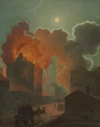 Un incendio a Boston al chiaro di luna, c.1830-1835