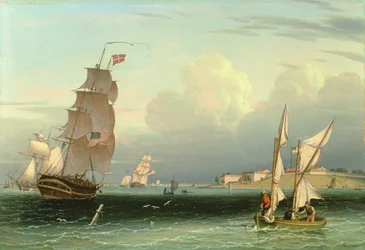 Nave in uscita, Fort Independence, porto di Boston, 1832