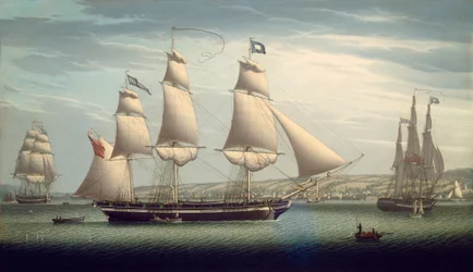 La nave "Favorite" in manovra al largo di Greenock
