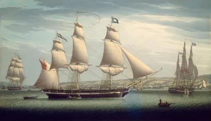 La nave Favorite che manovra al largo di Greenock