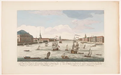 Veduta della riva del Neva, scendendo il fiume