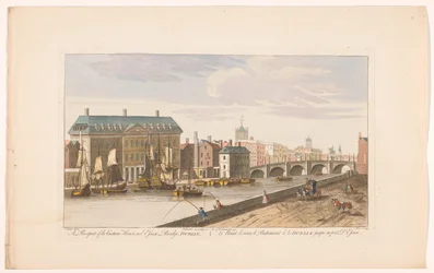 Veduta della Custom House e del ponte Essex sul fiume Liffey a Dublino