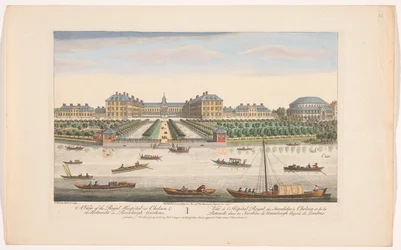 Veduta del Royal Hospital Chelsea e della Rotonda nei Ranelagh Gardens a Londra