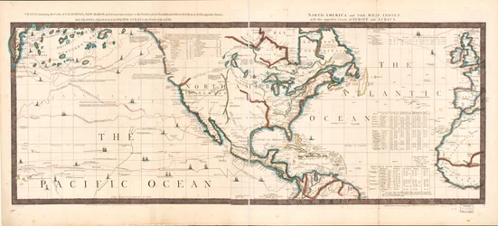 Carta contenente le coste della California, Nuova Albione e scoperte russe a nord; con la penisola di Kamtschatka, in Asia, di fronte; e isole sparse sull