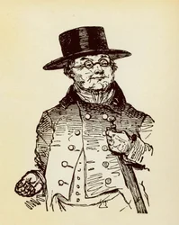 Ritratto di Sir Pickwick, eroe del romanzo "Le avventure di Sir Pickwick" di Charles Dickens (1812-1870)