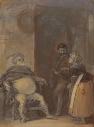 Falstaff con Mistress Quickly e Bardolph