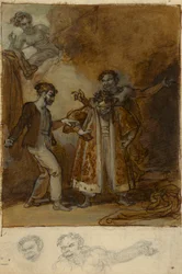 Stephano, Trinculo e Calibano con il guardaroba magico di Prospero