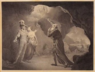 Prospero, Ferdinando e Miranda. Da "La Tempesta" di William Shakespeare, atto 4, scena 1