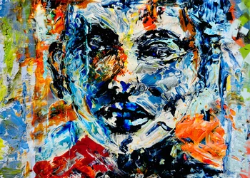 Ritratto astratto dai colori vivaci