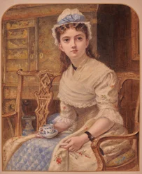 Giovane donna in abito pseudo XVIII secolo