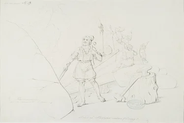 Ilmarinen forgia il Sampo; Disegno originale per la serie di disegni «Kalewala, Finsk National-dikt, framställd i teckningar R.W. Ekman»