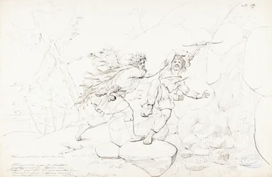 Morte di un animale domestico ; Disegno originale per la serie "Kalewala, Fink National-dikt, framställd i teckningar af R.W.Ekman".