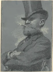 Uomo con Cappello a Cilindro, che Fuma un Sigaro