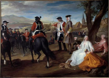 Rivista di moschettieri neri nella pianura dei Sablons. Dipinto di Robert Paul Ponce, detto Robert de Seri (1686-1733), 1729. 1,06 x 1,47 m