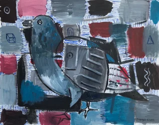 Racconti di piccioni, 2022 circa (acrilico su carta)
