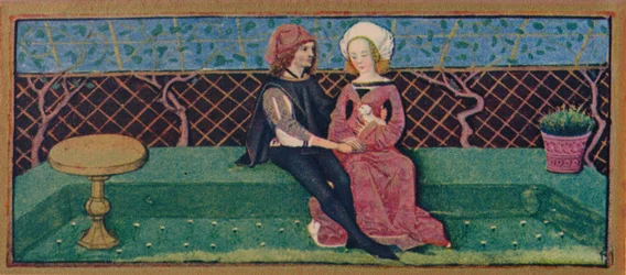 Aprile - amanti in un giardino, XV secolo, 1939
