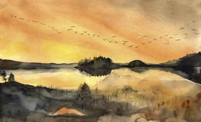 Volo sul lago dorato
