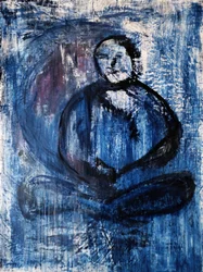 Figura blu in meditazione