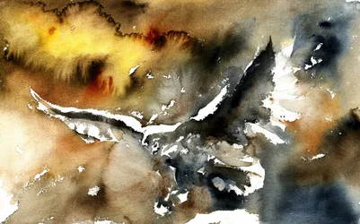 Aquila in volo, acquerello