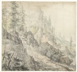 Paesaggio montano con cascata